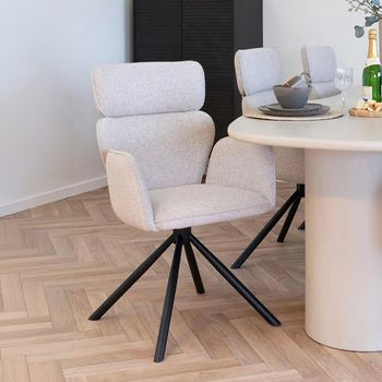 2 x Cordoba Sand Fabric Swivel Dining Chair