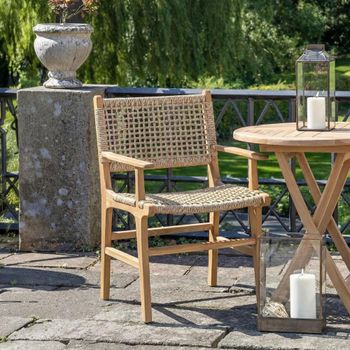 2 x Derby Garden Dining Natural Teak Wood and Polyrattan Armchair
