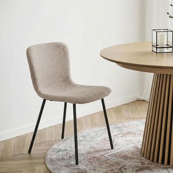 2 x Maceda Beige Boucle Fabric Dining Chair