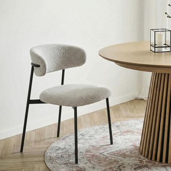 2 x Mira Sand Boucle Fabric Dining Chair