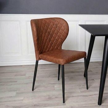 2 x Pisa Vintage Brown Faux Leather Dining Chair