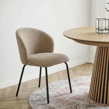 2 x Safira Beige Boucle Fabric Dining Chair