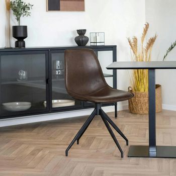 2 x Monaco Dark Brown Faux Leather Swivel Dining Chair
