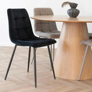 2 x Middelfart Black Velvet Fabric Dining Chair