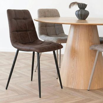2 x Middelfart Dark Brown Fabric Dining Chair