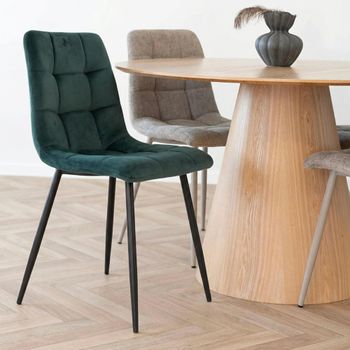 2 x Middelfart Dark Green Velvet Fabric Dining Chair