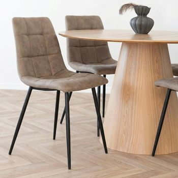 2 x Middelfart Light Brown Fabric Dining Chair
