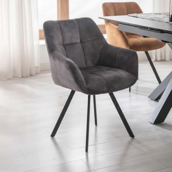 2 x Jade Dining Charcoal Fabric Armchair