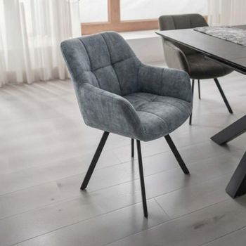 2 x Jade Dining Stone Blue Fabric Armchair