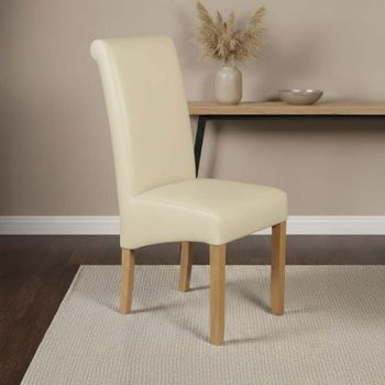 2 x Sophie Cream Faux Leather Dining Chair