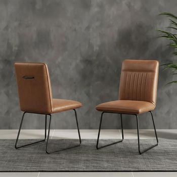 2 x Halle Brown Leather Dining Chair