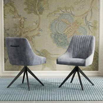 2 x Hico Grey Fabric Swivel Dining Chair