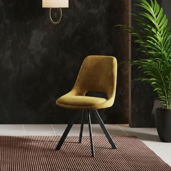2 x Kieler Mustard Fabric Swivel Dining Chair