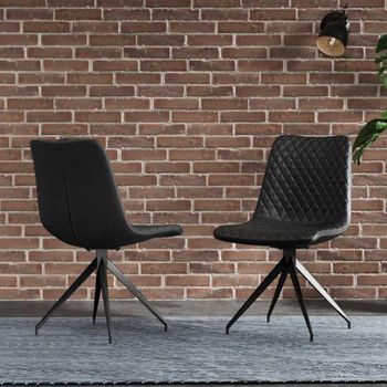 2 x Livia Black Leather Dining Chair