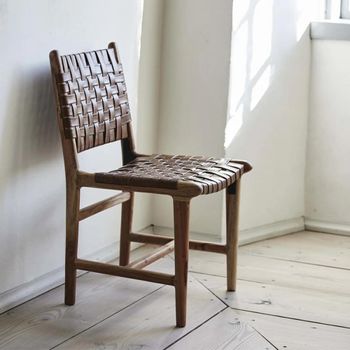 2 x Aya Dining Chairs Brown Buffalo Leather