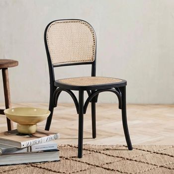 2 x Wicky Black and Natural Rattan Dining Chairs