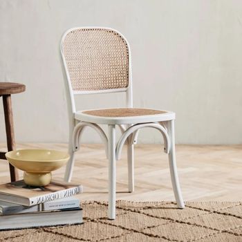 2 x Wicky White and Natural Rattan Dining Chairs