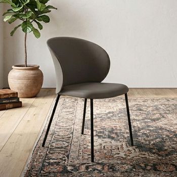 Clearance - 2 x Calligaris Tuka Matt Taupe Dining Chairs with Black Metal Base - FSS14484