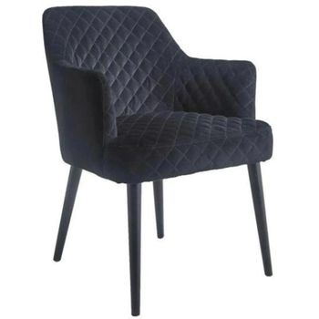 Clearance - 2 x Kirk Black Velvet Fabric Dining Chairs