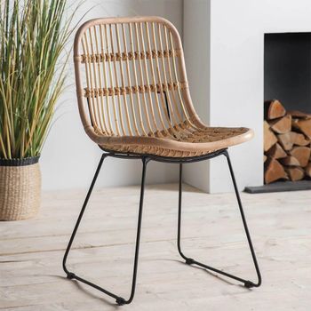 Clearance - 2 x Santo Natural Rattan Dining Chairs - FS191