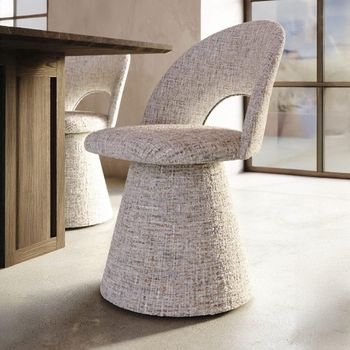 2 x Hoopla Swivel Frost Fabric Dining Chair