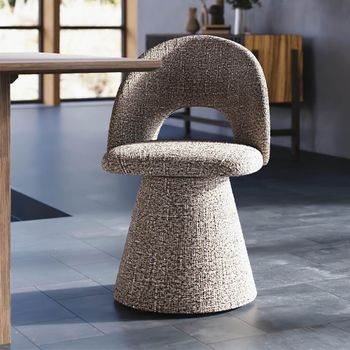 2 x Hoopla Swivel Terrazzo Fabric Dining Chair