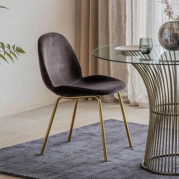 Clearance - 2 x Flanagan Chocolate Brown Velvet Fabric Dining Chairs - A600