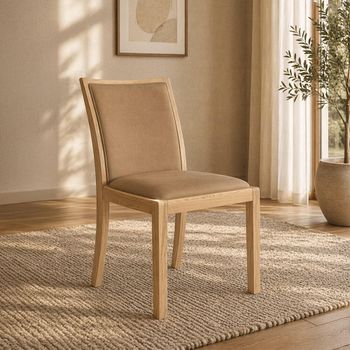 2 x Stockholm Taupe Faux Leather Oak Low Back Dining Chair