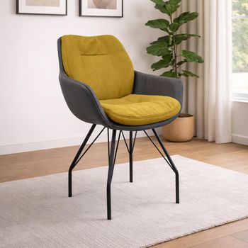 Anna Dining Armchair with Anthracite Black Powder Coated Round Legs - Colours Available