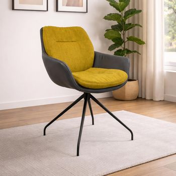 Anna Dining Armchair with Anthracite Black Powder Coated Swivel Legs - Colours Available