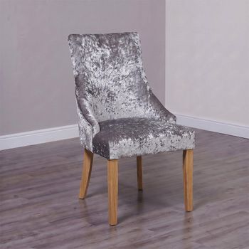 2 x Bergen Silver Deep Crushed Velvet Dining Chair