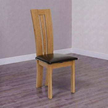 2 x Dennis Dark Brown Leather Oak Dining Chair