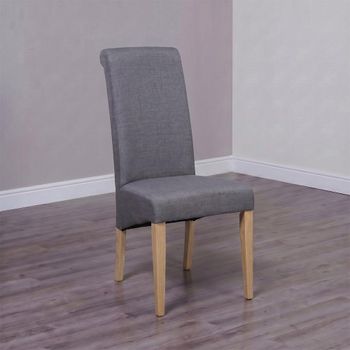 2 x Italia Light Grey Fabric Dining Chair