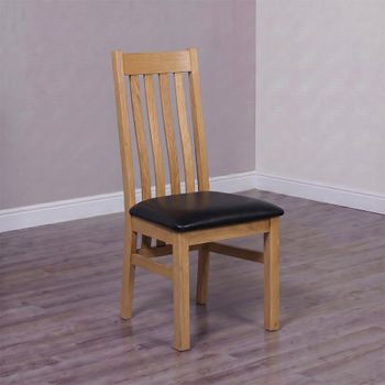 2 x Nathan Dark Brown Leather Oak Dining Chair