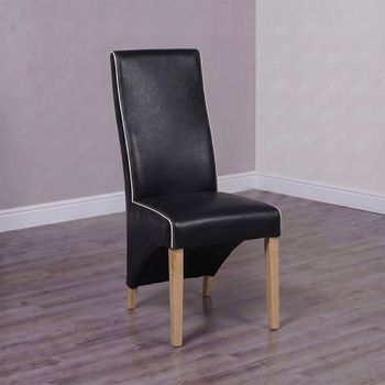 2 x Wave Bone Contrast Piping Monaco Matt Noir Dining Chair