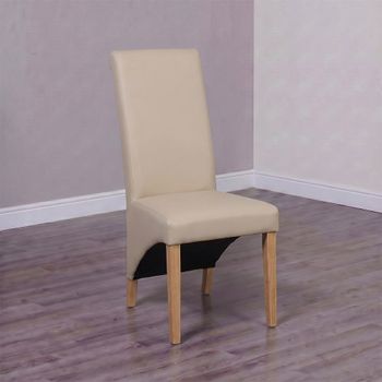 2 x Wave Matt Bone Bonded Leather Dining Chair