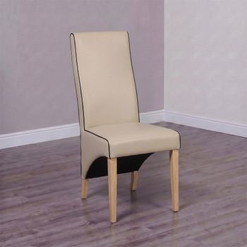 2 x Wave Noir Contrast Piping Silverstone Matt Bone Dining Chair