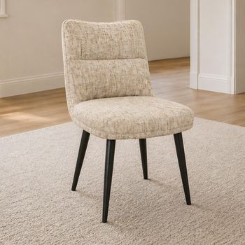 2 x Bedford Oatmeal Chenille Fabric Dining Chairs