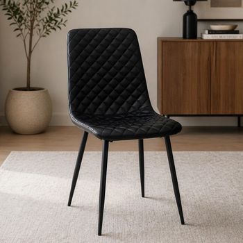 4 x Black Faux Leather Dining Chairs