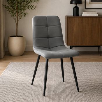 4 x Dalton Charcoal Faux Leather Dining Chair