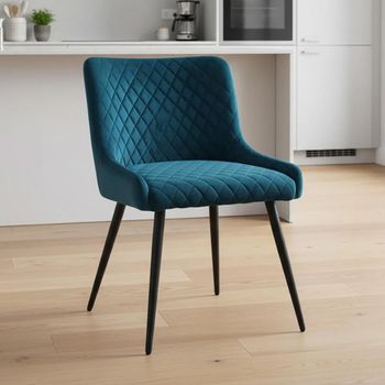 2 x Malmo Blue Fabric Dining Chair