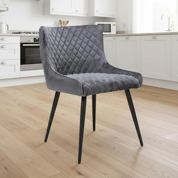 2 x Malmo Grey Fabric Dining Chair