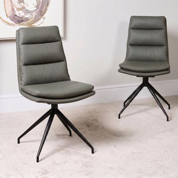 2 x Nobo Swivel Truffle Faux Leather Dining Chair with Black Legs