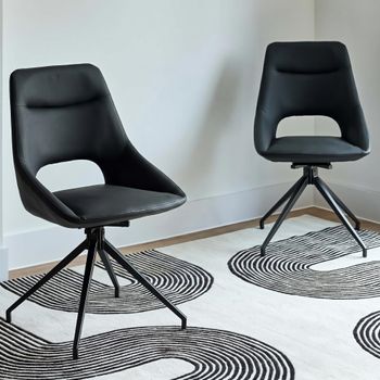 2 x Ace Swivel Black Faux Leather Dining Chair