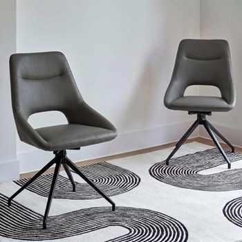 2 x Ace Swivel Grey Faux Leather Dining Chair