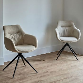 2 x Boden Carver Natural Fabric Dining Chair