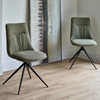 2 x Boden Green Fabric Dining Chair