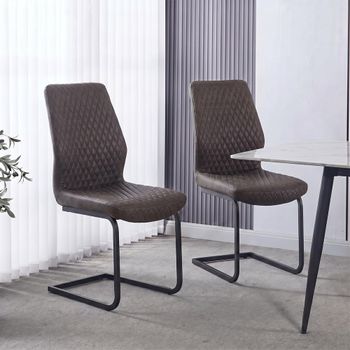 2 x Charlie Cantilever Grey Faux Leather Dining Chair