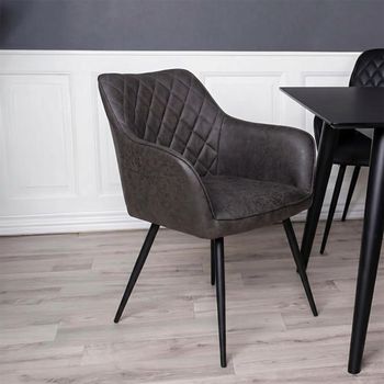 2 x Charlie Grey Faux Leather Dining Chair