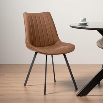 2 x Miro Tan Brown Faux Leather Dining Chair